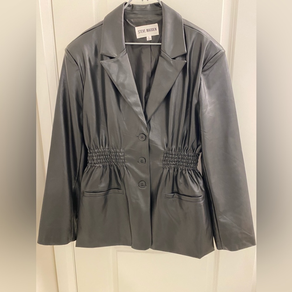 Steven Madden Faux Leather Blazer
